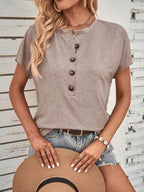 Half Button Short Sleeve Top