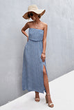 Strapless Split Maxi Dress - felvior