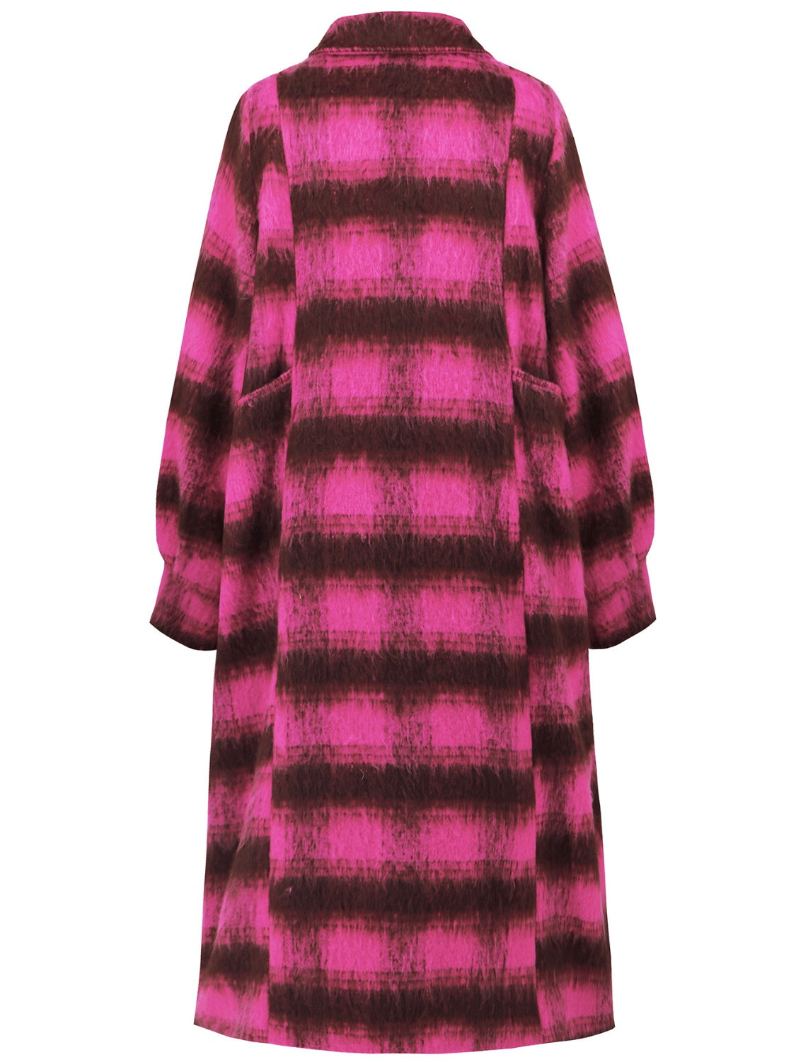 Contrast Double-Breasted Long Sleeve Longline Coat - felvior