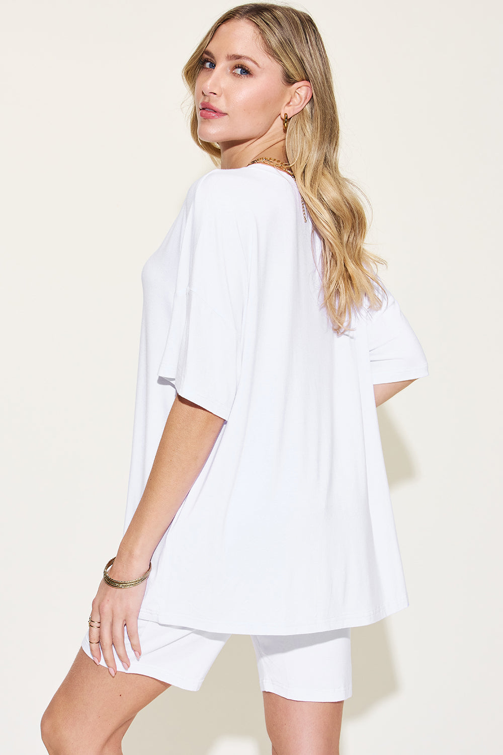 Basic Bae Full Size V-Neck Drop Shoulder T-Shirt and Shorts Set - felvior