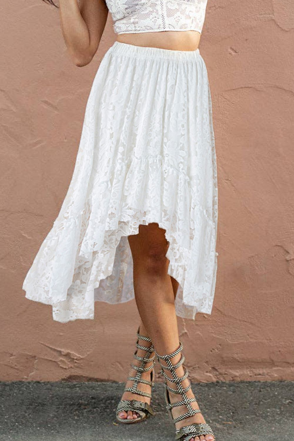 Lace High-Low Skirt