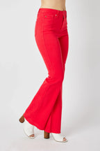 Judy Blue Full Size Hw Tummy Control Garment Dyed Flare Jeans Plus Size