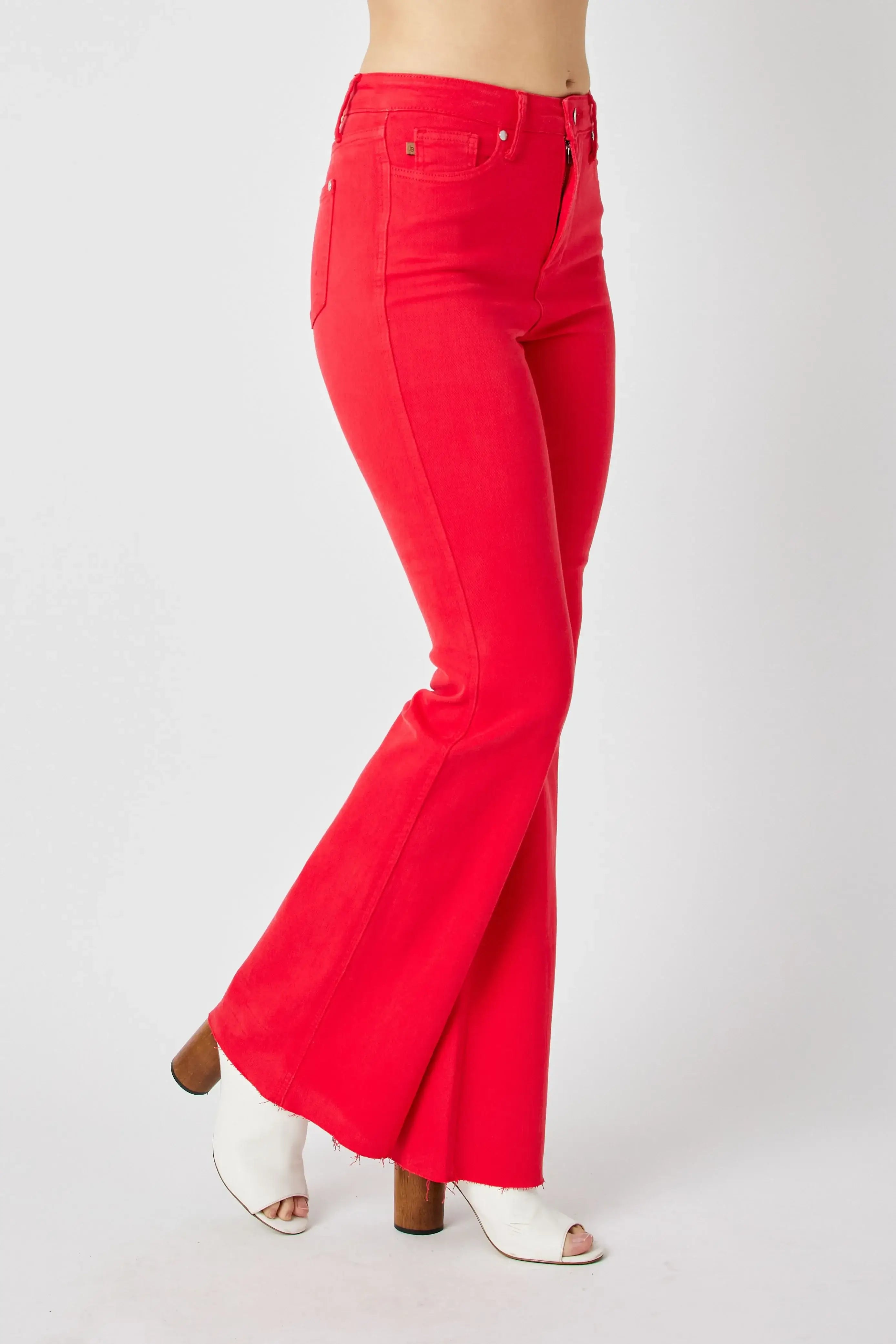 Judy Blue Full Size Hw Tummy Control Garment Dyed Flare Jeans Plus Size