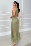 Hollowed-Out Sleeveless Maxi Dress - felvior