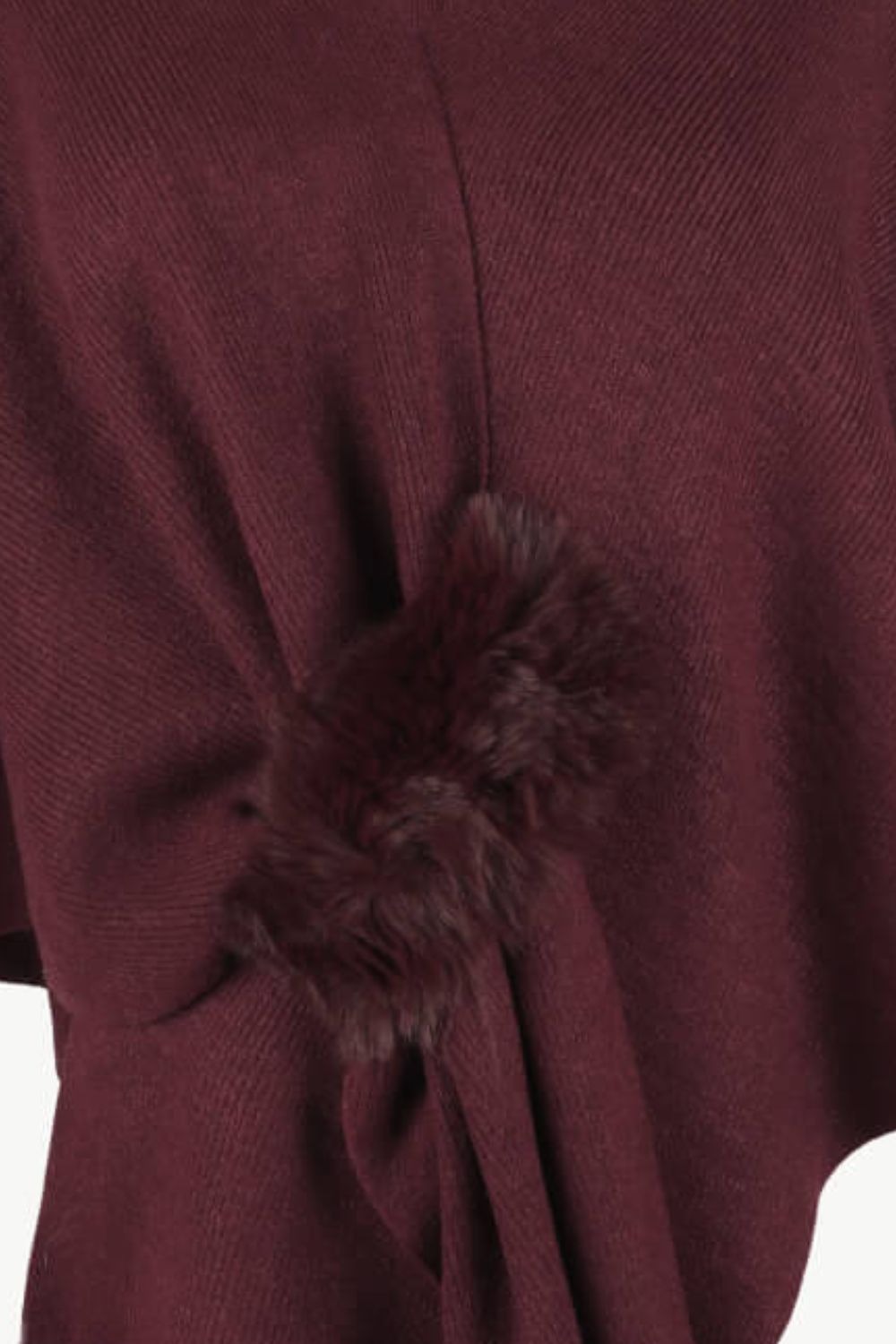 Surplice Neck Pom-Pom Trim Poncho - felvior