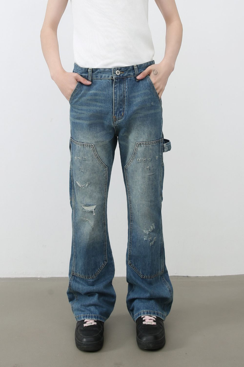 Men's Distressed Baggy Jeans - felvior