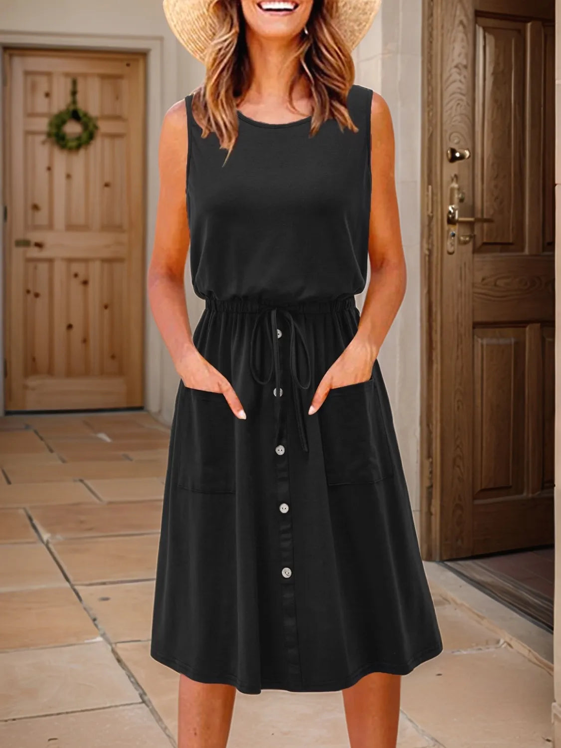 Full Size Round Neck Sleeveless Tank Dress Plus Size