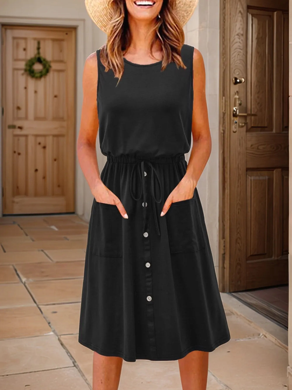 Full Size Round Neck Sleeveless Tank Dress Plus Size