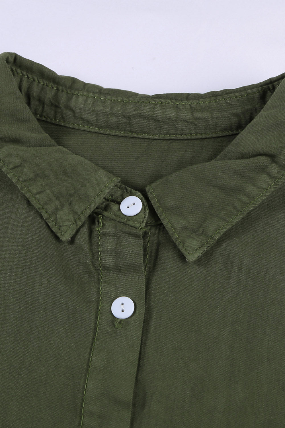 Pocketed Button Up Short Sleeve Denim Shirt - felvior