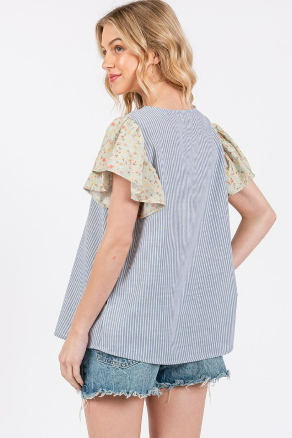 Ces Femme Round Neck Floral Short Sleeve Top - felvior