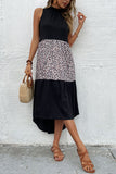 Perfee Leopard Contrast Sleeveless Maxi Dress - felvior