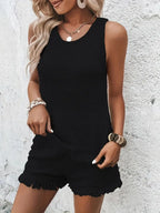 Round Neck Wide Strap Tank and Shorts Set