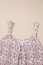 Floral Pleated Detail Scoop Neck Tank