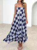 Printed Square Neck Midi Cami Dress - felvior