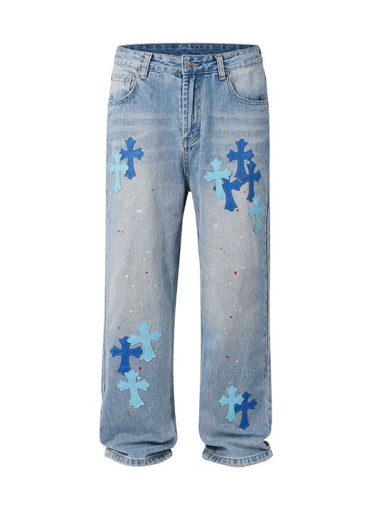 Men's Cross Wide Straight Jeans - felvior