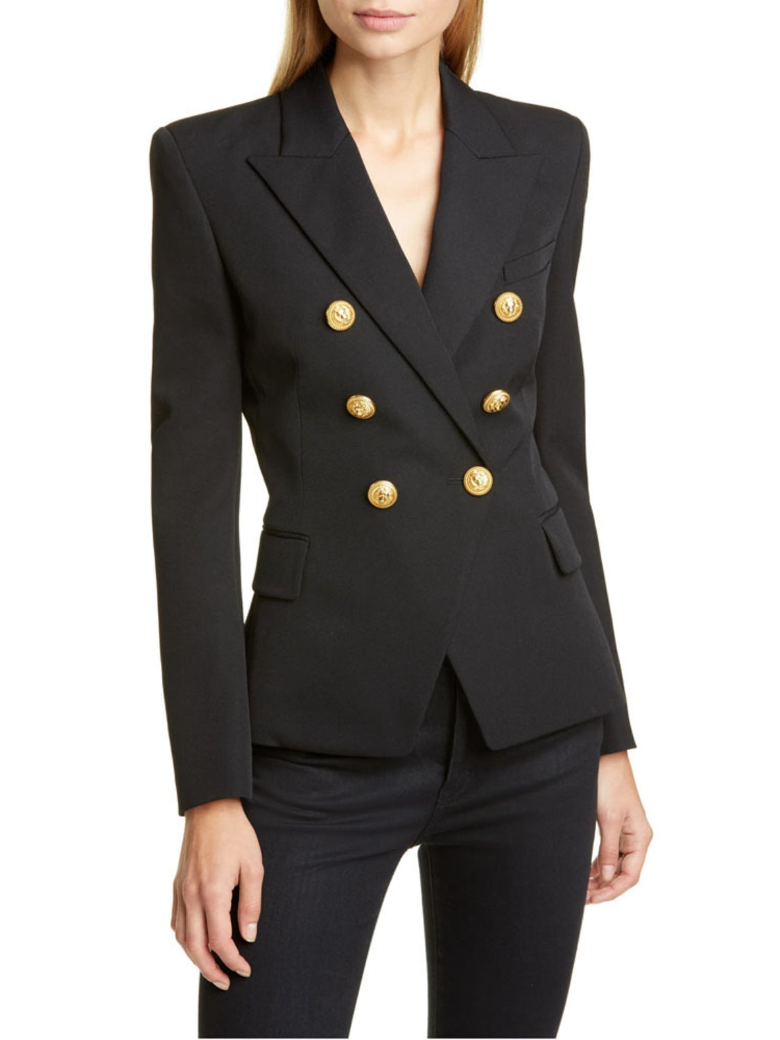 Lapel Collar Long Sleeve Blazer - felvior
