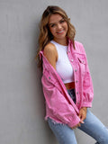Distressed Drop Shoulder Denim Jacket - felvior