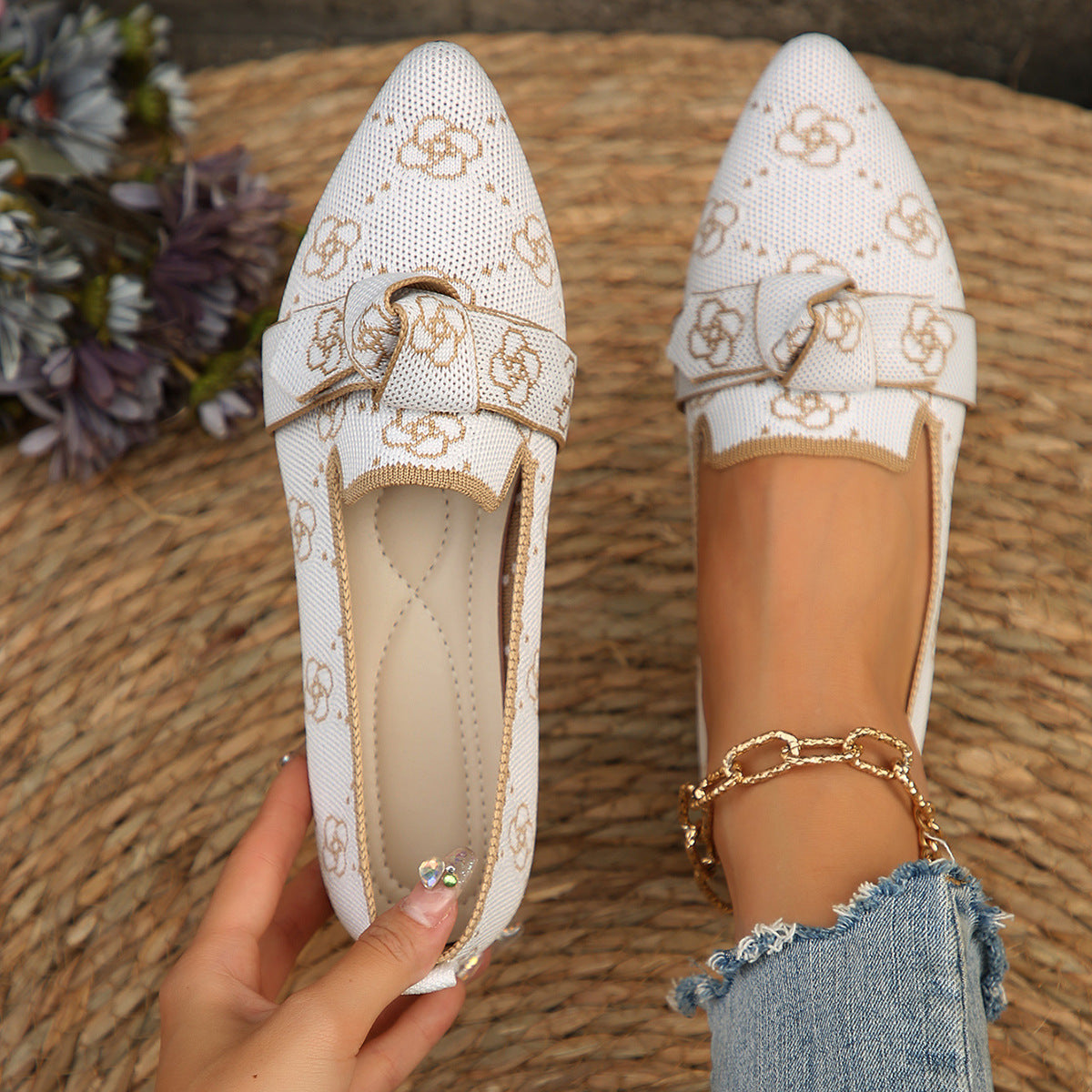Mesh Point Toe Flat Slip-Ons - felvior
