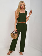 Square Neck Tank and Wide Leg Pants Set
