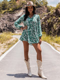 Long Sleeve V-Neck Mini Dress - felvior