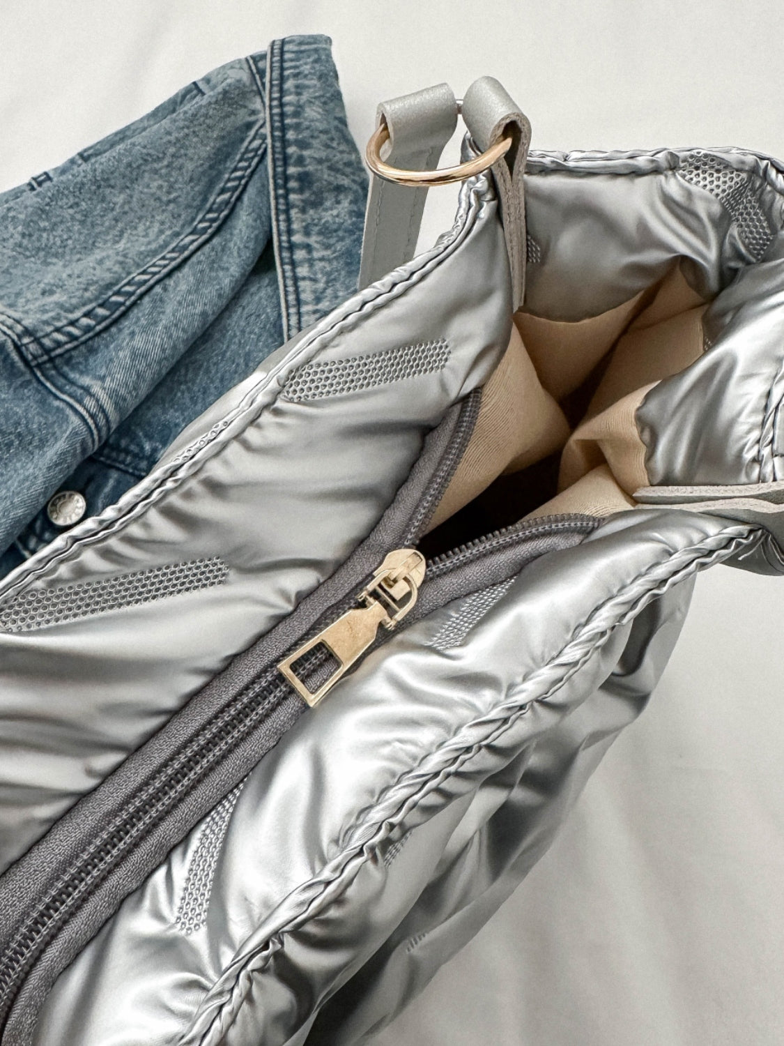 Textured Polyester Shoulder Bag - felvior