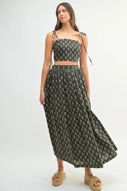 MABLE Floral Crop Top and Skirt Set - felvior