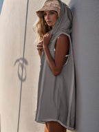 Half Zipped Hooded Sleeveless Romper