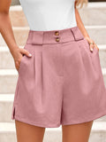Two Button Wide Waistband Shorts - felvior