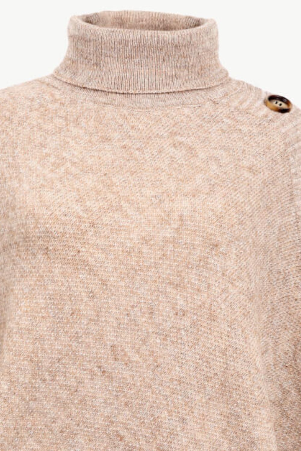 Turtleneck Buttoned Poncho - felvior