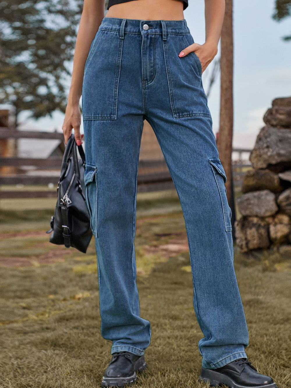 High Waist Cargo Jeans - felvior