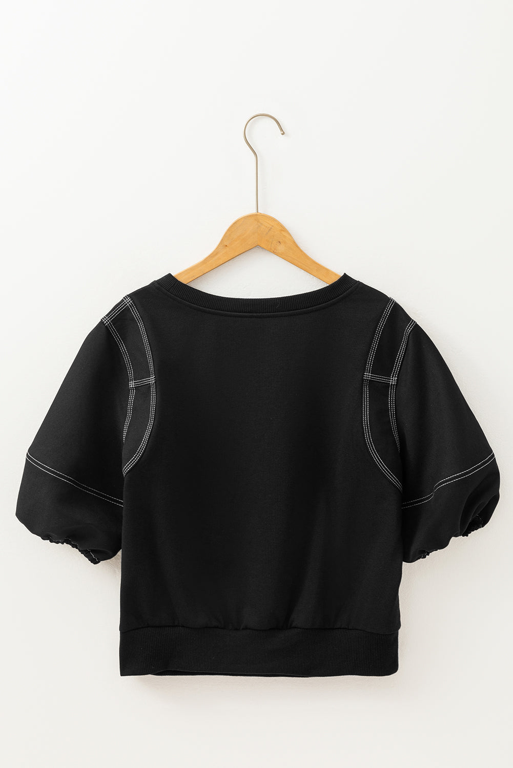 Contrast Stitches Detail Half Sleeve Blouse - felvior