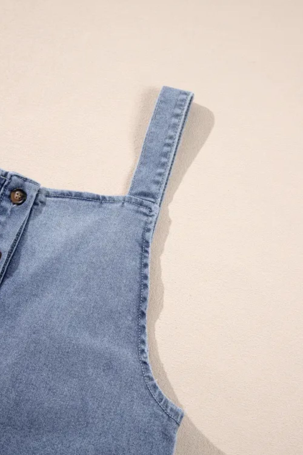 Wide Strap Denim Overalls with Pockets - felvior