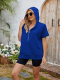Half Zip Short Sleeve Hooded Top - felvior