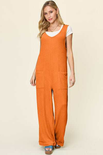 Double Take Full Size Texture Sleeveless Wide Leg Jumpsuit Hauptbild