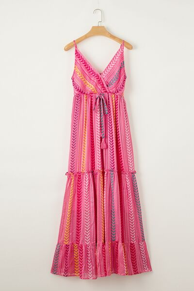 Printed Surplice Maxi Cami Dress - felvior