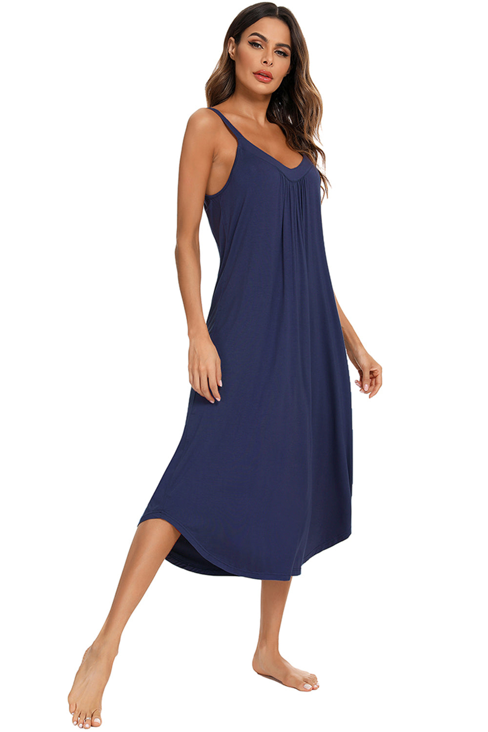 V-Neck Midi Lounge Dress - felvior