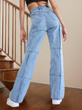 High Waist Straight Jeans with Pockets - felvior