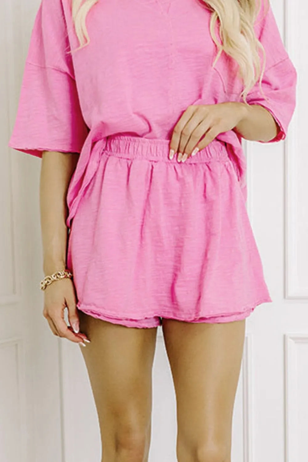 Round Neck Half Sleeve Top and Shorts Set