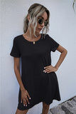 Round Neck Short Sleeve Mini Dress - felvior