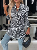 Animal Print Long Sleeve Blazer - felvior