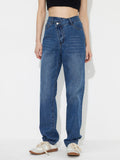 Asymmetric Waist Jeans with Pockets - felvior