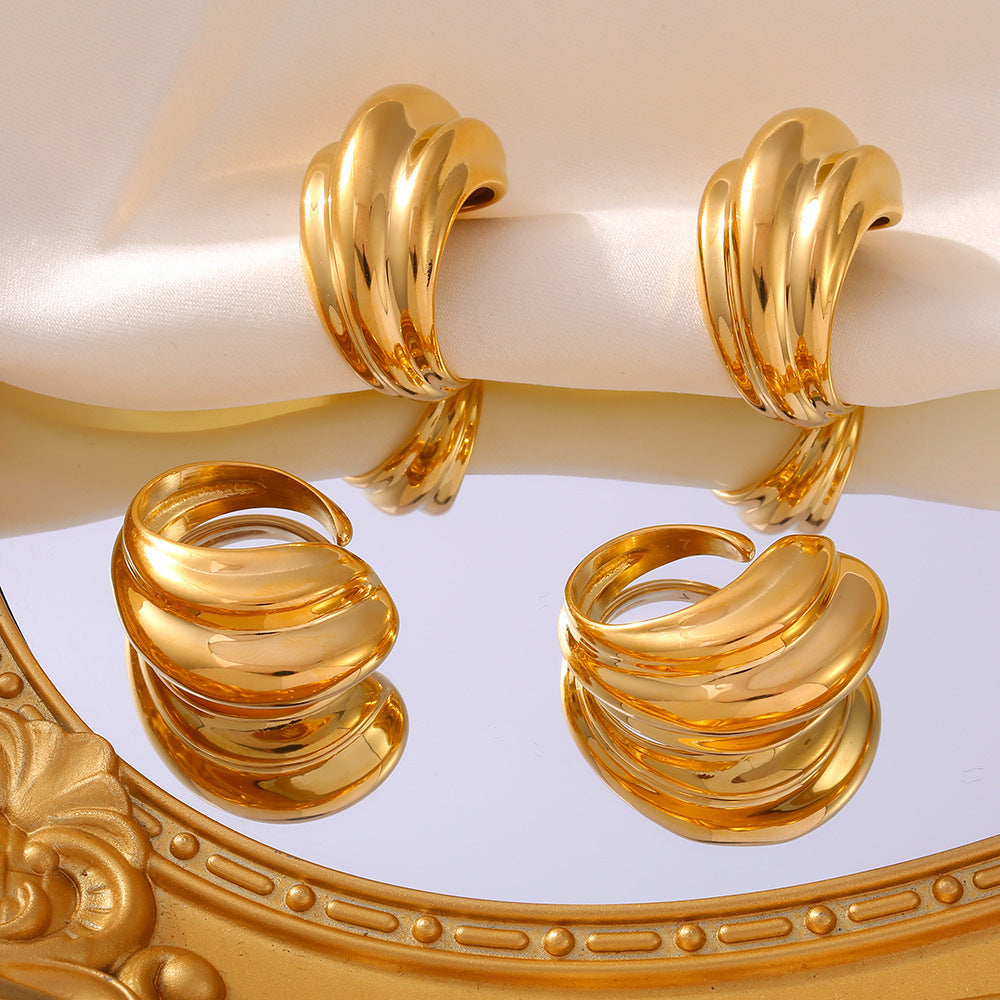 18K Gold-Plated Titanium Steel Open Ring - felvior