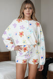 Printed Quarter Button Top and Drawstring Shorts Lounge Set - felvior