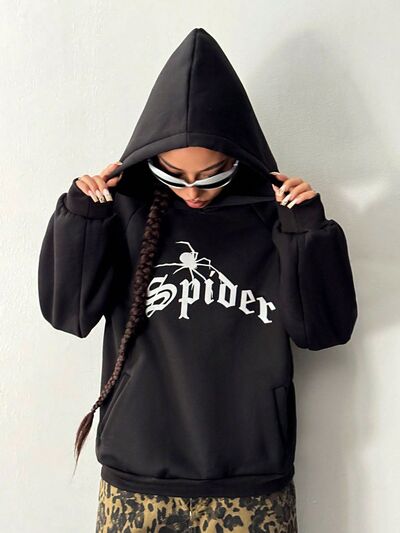 SPIDER Long Sleeve Hoodie with Kangaroo Pocket - felvior