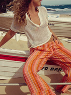 Notched Short Sleeve Knit Top