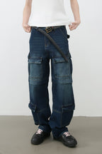 Men's Mid Rise Jeans with Cargo Pockets