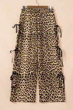 Leopard Bow Tie Elastic Waist Pants