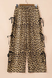 Leopard Bow Tie Elastic Waist Pants - felvior