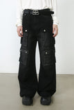 Men's Wide Leg Jeans with Cargo Pockets - felvior
