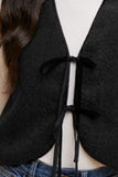 Annie Wear V-Neck Tie Detail Vest Coat - felvior
